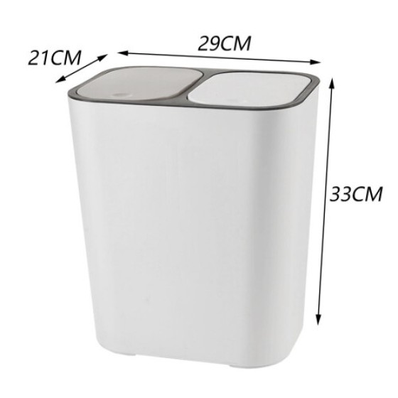 (White) Duo Dual-Layer Recycling Trash Can 15L, Double Compartment Kitchen Trash Can